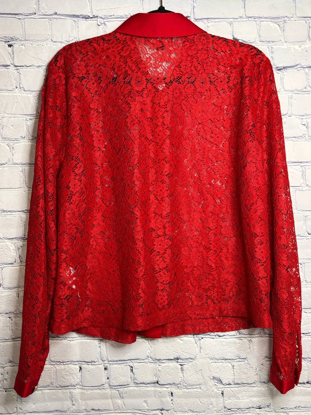 NWT J.Crew Red Lace Lady Gold Buttons Shirt-Jacket